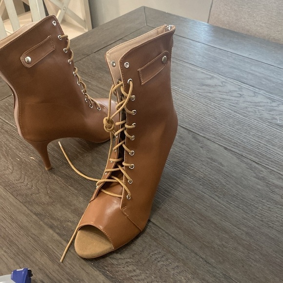 NWT BURJU Moment Nude Open Toe Lace Up Ankle Boots | Size 11 - Picture 9 of 10